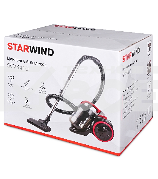 Пылесос Starwind SCV3410 1800Вт черный/бордовый