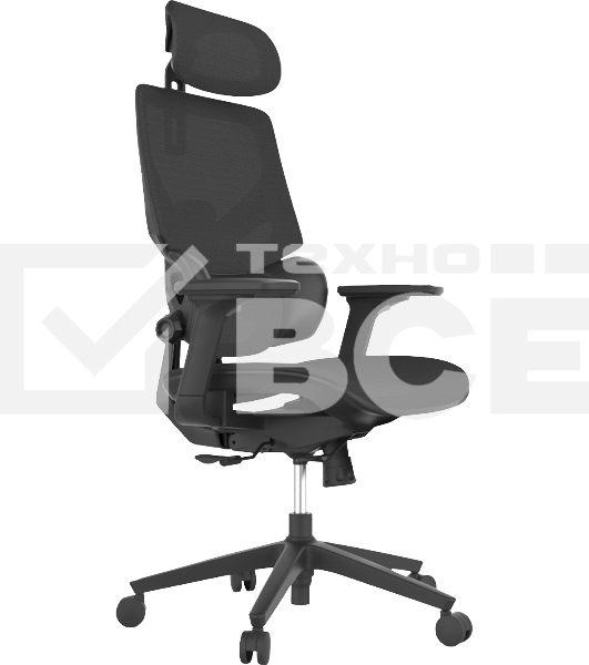 Кресло компьютерное Cactus CS-CHR-MC01-BK черный, сетка, эко.кожа, с подголов. крестов. пластик