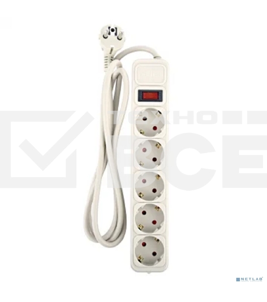 Сетевой фильтр Perfeo 'REAL POWER', 1,8м, 5 розеток, 16А, 3500 Вт, тройная защита, серый.