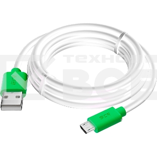 Кабель Greenconnect GCR-53229 3.0m MicroUSB, белый,  зеленые коннекторы, быстрая зарядка, 28/24 AWG