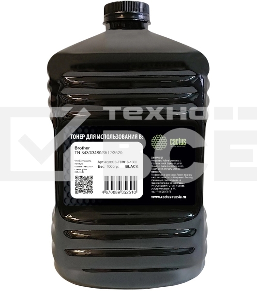 Тонер Cactus CS-TBRHS-1000 черный флакон 1000гр. для принтера Brother TN-3430/3480/3512/3520