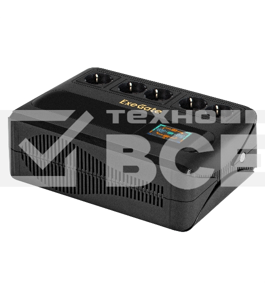 Источник бесперебойного питания ExeGate NEO Smart BU-600.LCD.AVR.5SH <600VA/360W, цветной LCD-дисплей, AVR, 5*Schuko, Black>
