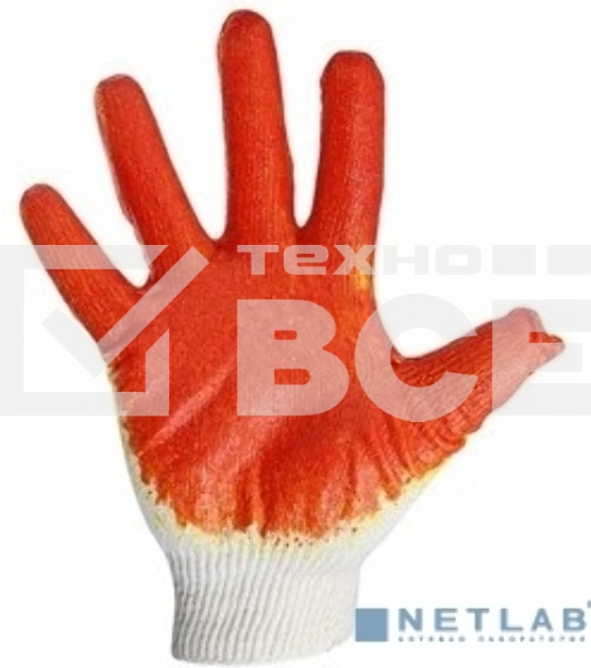 Перчатки Rexant х/б с одинарным латексным покрытием, 5 нитей, 36 г, 10 класс вязки, красный