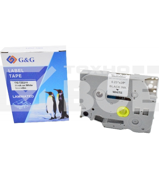 Картридж ленточный G&G GG-TZE211 черный на белом 6x8 для Brother 1010/1280/1280VP/2700VP