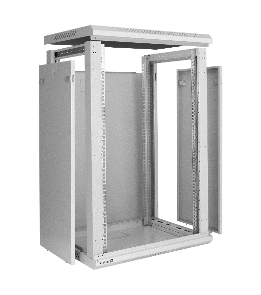 Шкаф телекоммуникационный 19' настенный 18U ExeGate EC-WM-18U.450.G.GREY (19”, 18U, 600x450x901mm (ШхГхВ), передняя дверь закаленное стекло, съемные боковые панели, пыле- и влагозащита IP23, светло-серый RAL 7035, 2 коробки)