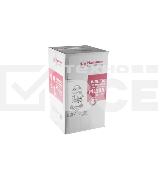 Строительный пылесос Haммer Flex PIL30A 196423 181-002 для сух/вл уборки 1400Вт 30л + розетка для электроинструмента