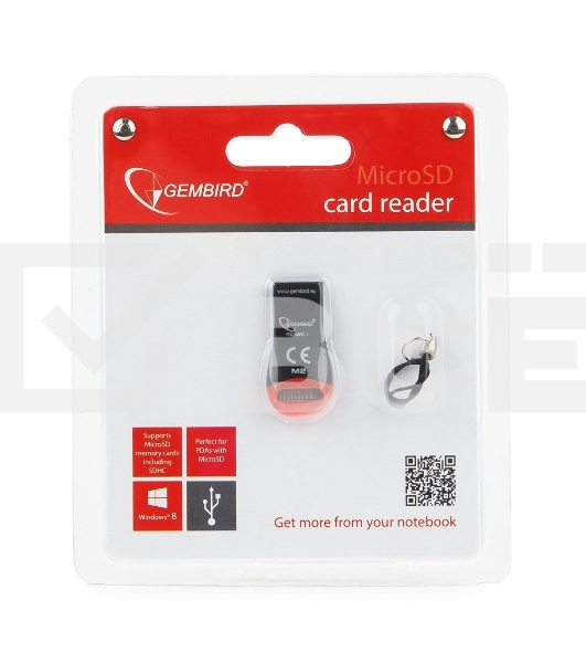Картридер внешний USB2.0 Gembird, для считывания MicroSD карт, блистер