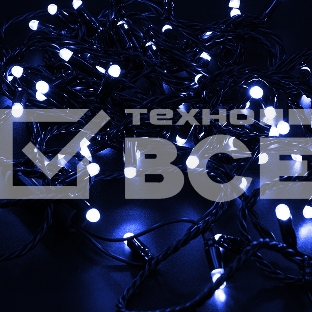 Гирлянда Нить 10м, постоянное свечение, черный ПВХ, 230В, цвет: Синий
