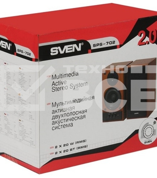 Колонки Sven SPS-702 2.0 коричневый/орех 40Вт