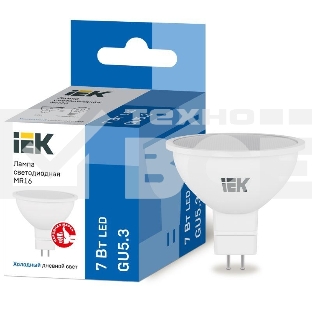 Лампа светодиодная ECO MR16 софит 7Вт 230В 6500К GU5.3 ИЭК LLE-MR16-7-230-65-GU5