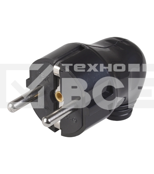 Вилка Iek EVP11-16-01-K02 ВПу11-02-Ст разборная угловая с з/к 16А черная