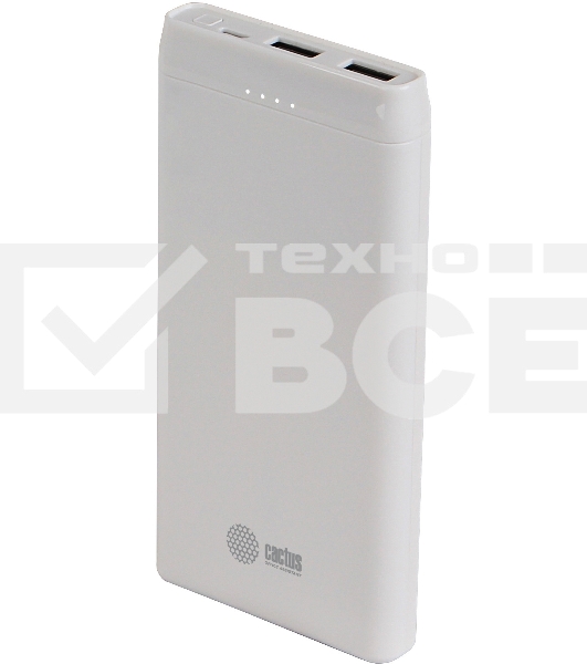 Портативный аккумулятор Cactus CS-PBFSMT-10000 10000mAh 2.1A 2xUSB белый