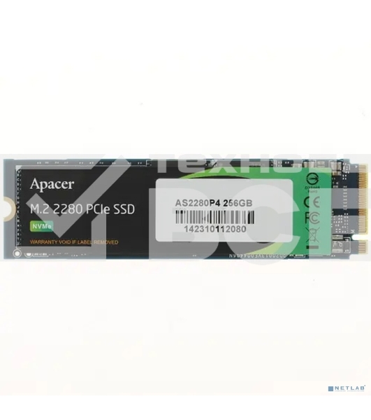 Накопитель SSD Apacer AS2280P4, 256Gb, M.2 2280, PCIe 3.0 x4, NVMe, R/W 2100/1300