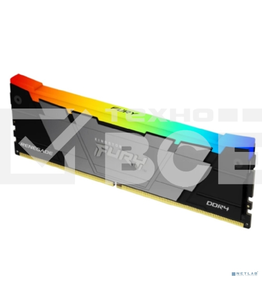 Оперативная память Kingston Fury Renegade, DDR4, 32GB (1x32GB), 3200MHz, CL16, с радиатором, RGB, серебристый/чёрный