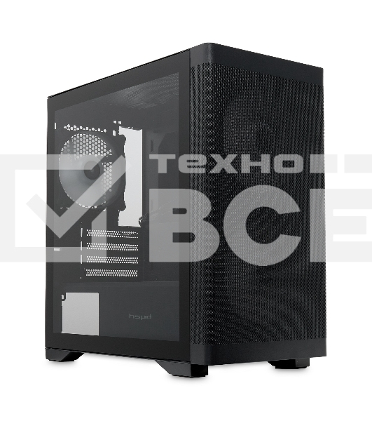 Компьютерный корпус без блока питания HSPD M320, Mesh Mini-tower, черный, slide TG, 0.45 SPCC, 2x140мм ARGb+1x120мм ARGb mATX, mITX 160/340/184мм 2x2.5