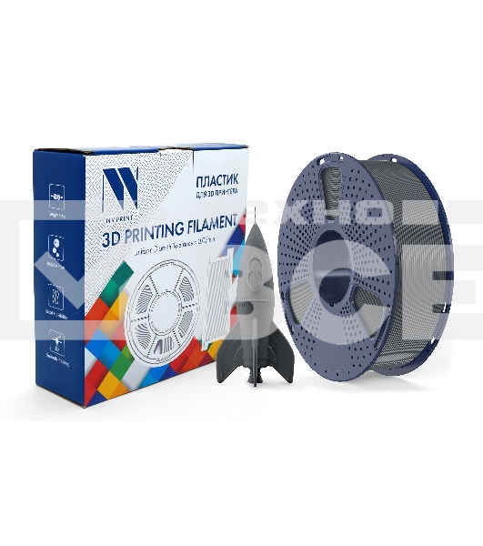 Филамент NVPRINT PLA High Speed Grey для 3D печати диаметр 1.75мм  длина 330 метров  масса 1 кг
