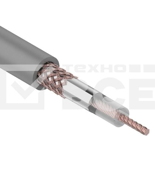Кабель коаксиальный Rexant RG-58 A/U, 50 Ом, Cu/Al/Cu, 64%, бухта 100 м, серый