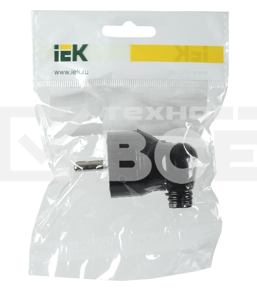 Вилка Iek EVP11-16-01-K02 ВПу11-02-Ст разборная угловая с з/к 16А черная