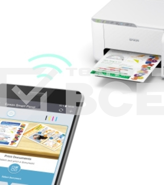 МФУ струйный Epson L3256 (C11CJ67407/C11CJ67414/C11CJ67421/C11CJ67519/C11CJ67504/C11CJ67524/C11CJ67516), A4 цветное, печ. до 10 стр/мин. (ч/б) до 5 стр/мин. (цвет), 1440 x 5760 dpi (печать) 1200x2400dpi (скан.), USB, Wi-Fi