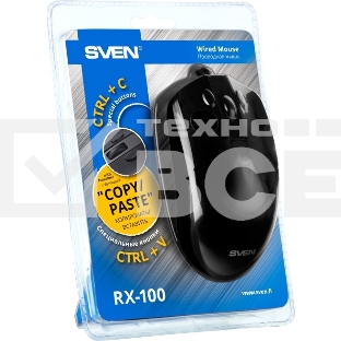 Мышь проводная SVEN RX-100 черный, 4000 dpi, USB, кнопки - 6