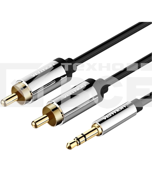 Кабель Vention аудио Jack 3,5 mm M/2RCA M - 1,5м Черный