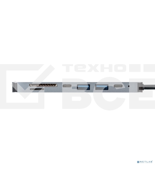 Док-станция ExeGate EX293983RUS DUB-21C/PD/CR/H (кабель-адаптер USB Type-C --> 2xUSB3.0 + Card Reader + PD 100W + HDMI 4K@60Hz, Plug&Play, серый)