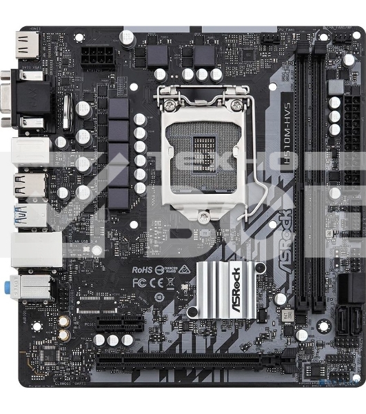 Материнская плата ASRock H510M-HVS R2.0, LGA 1200, Intel H510, 2xDDR4, 4xSATA, 1xPCIe 4.0 x16, 1xPCIe x1, 1xHDMI, 1xVGA, 1x 1Gb LAN, 2xUSB-A 3.2 Gen 1, 4xUSB 2.0, 3x3.5 мм, 7.1, mATX