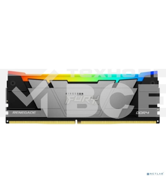 Оперативная память Kingston Fury Renegade, DDR4, 32GB (1x32GB), 3200MHz, CL16, с радиатором, RGB, серебристый/чёрный