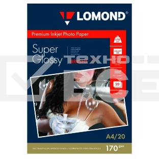 Фотобумага Lomond 1101101 A4/170г/м2/20л./белый высокоглянцевое для струйной печати