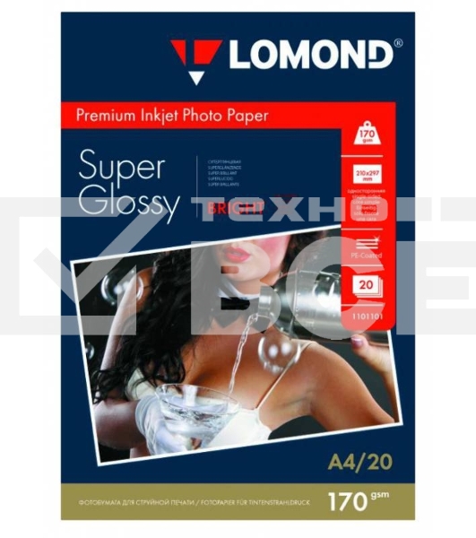 Фотобумага Lomond 1101101 A4/170г/м2/20л./белый высокоглянцевое для струйной печати