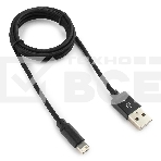 Кабель USB 2.0 Cablexpert CC-ApUSB2bk1m, AM/Lightning 8P, 1м, нейлоновая оплетка, алюминиевые разъемы, черный, пакет, фото 1