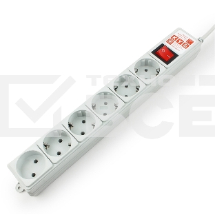 Сетевой фильтр Power Cube B, 3.0м, 5+1 розетка, серый