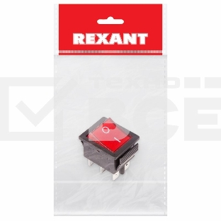 Выключатель клавишный 250V 15А (6с) ON-ON красный  с подсветкой (RWB-506, SC-767)  Rexant Индивидуальная упаковка 1 шт