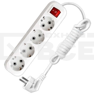 Удлинитель 4х2м с заземл. 16А IP20 S-304 с выкл. ПВС 3х1 UNIVersal 9634419