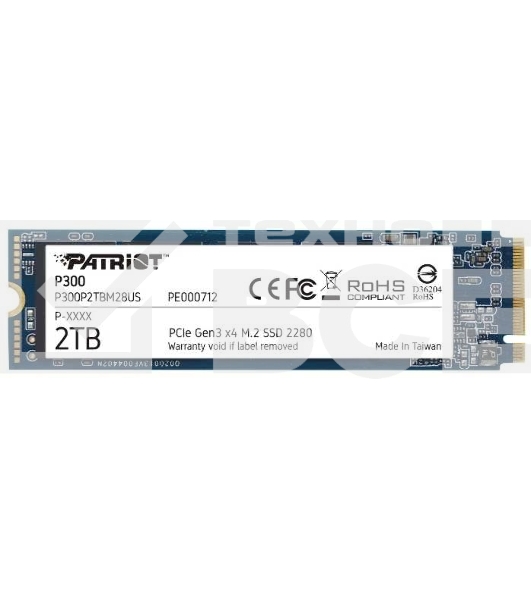 Накопитель SSD Patriot P300, 2TB, PCIe 3.0 x4, M.2 2280, NVMe, R/W 2100/1650
