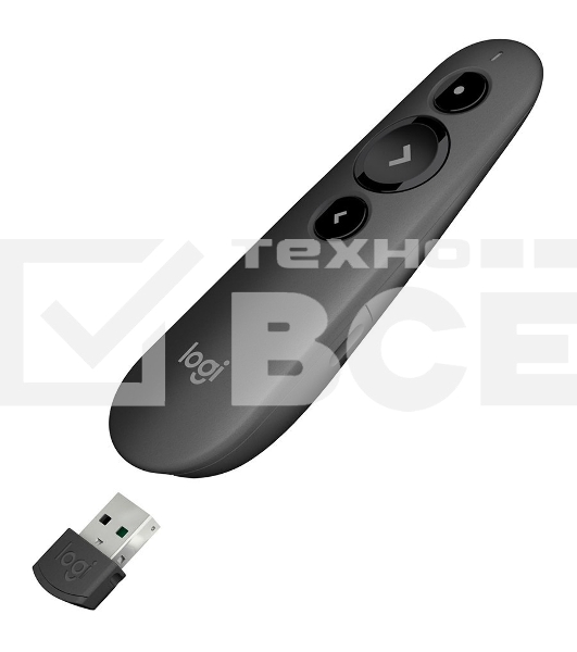 Презентер Logitech R500s Graphite черный, Bluetooth + 2.4 GHz, USB-ресивер , 3 программируемых кнопки, лазерная указка