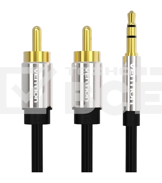 Кабель Vention аудио Jack 3,5 mm M/2RCA M - 1,5м Черный