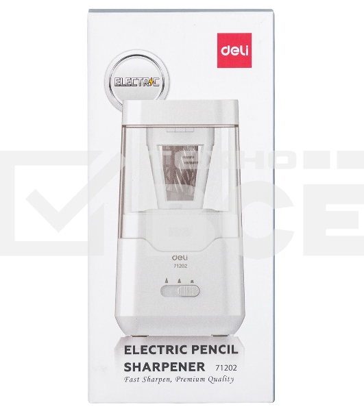 Точилка для карандашей электрическая Deli E71202, 1 отверстие, пластик, белый (батарея)