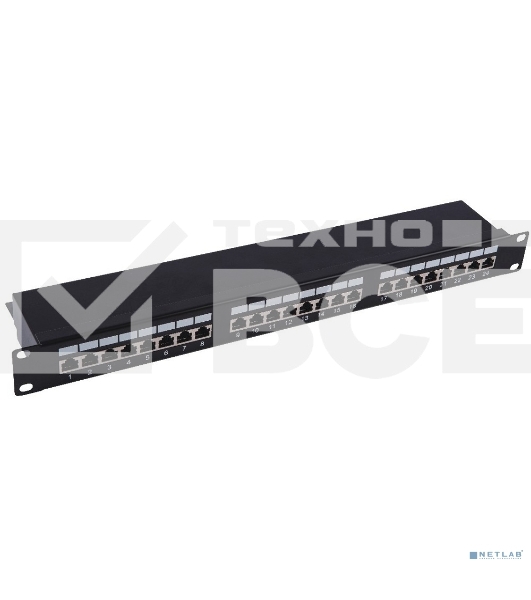 Патч-панель 19' NEOMAX NM-PP-1U24P-SC5E-D-102-BK 1U, 24 порта, кат.5E, STP, Dual IDC, черный