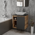 Тумба Bau Dream Blackwood 60 правая, графит, раковина BAU Spectrum mini 47х24 смеситель для раковины высокий Hotel Still, нержавеющая сталь, фото12
