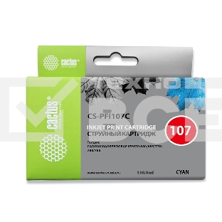 Картридж струйный Cactus CS-PFI107C синий (130мл) для Canon IP iPF670/iPF680/iPF685/iPF770/iPF780/iPF785/