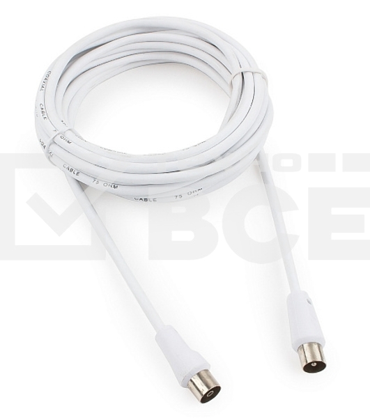 Кабель телевизионный Cablexpert, CCV-515-W-5M, Coaxial M/F, белый, 5м