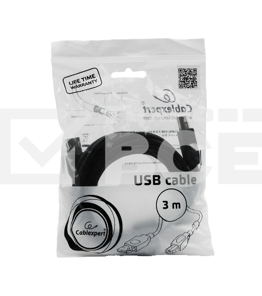 Кабель Gembird CCF-USB2-AMBM-10 USB 2.0 кабель PRO для соед. 3.0м AM/BM позол.конт., фер.кол., пакет