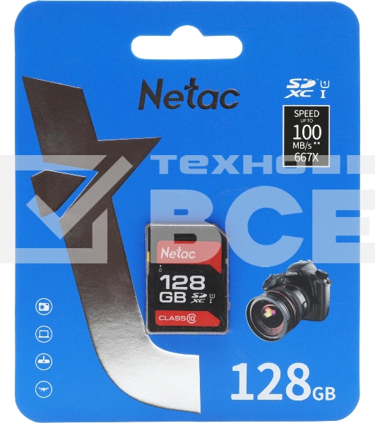 Флеш карта Netac P600 SDHC 128GB U1/C10 up to 80MB/s, retail pack