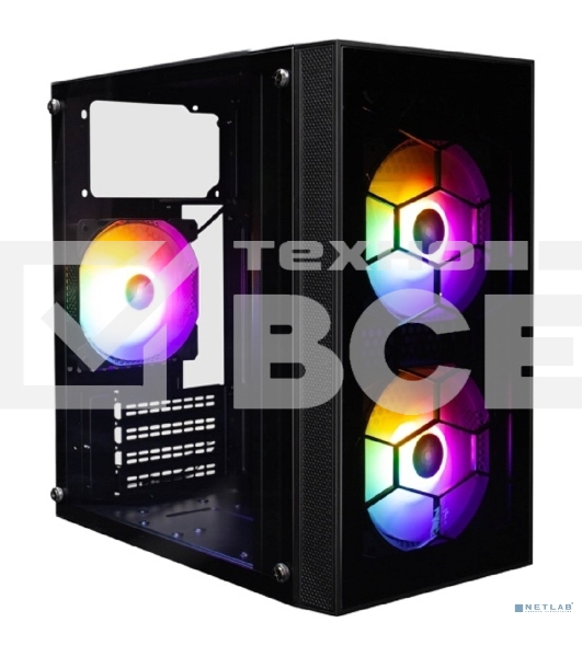 Компьютерный корпус 1STPLAYER FIREBASE X1 Black / mATX / 3x120mm LED fans / X1-BK-3F1