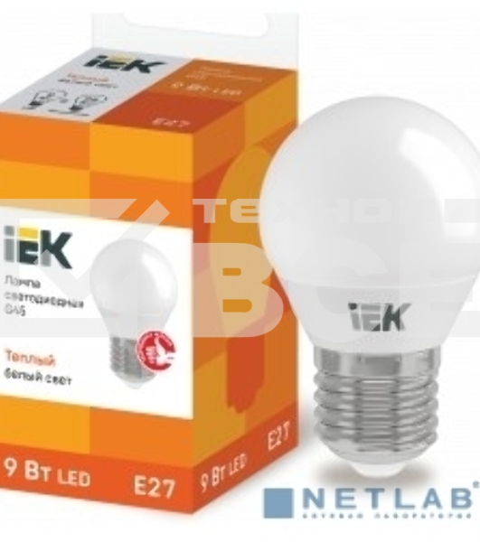 Лампа Iek LLE-G45-9-230-30-E27 светодиодная ECO G45 шар 9Вт 230В 3000К E27