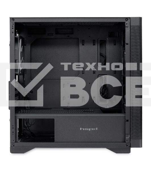 Компьютерный корпус без блока питания HSPD M320, Mesh Mini-tower, черный, slide TG, 0.45 SPCC, 2x140мм ARGb+1x120мм ARGb mATX, mITX 160/340/184мм 2x2.5