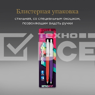 Набор ручек Parker Jotter Originals 80s Retrowave (2186314) Vermilion Red/Indigo Purple M син. черн. блистер ручка шариковая 2шт.
