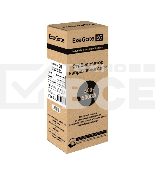 Стабилизатор ExeGate Power AD5000-1000 (1000VA/500W, диапазон 150...280В, 4 евророзетки)