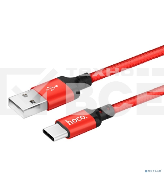 Кабель HOCO X14 USB 2.0, AM/Type-C M, черно-красный, 1м
